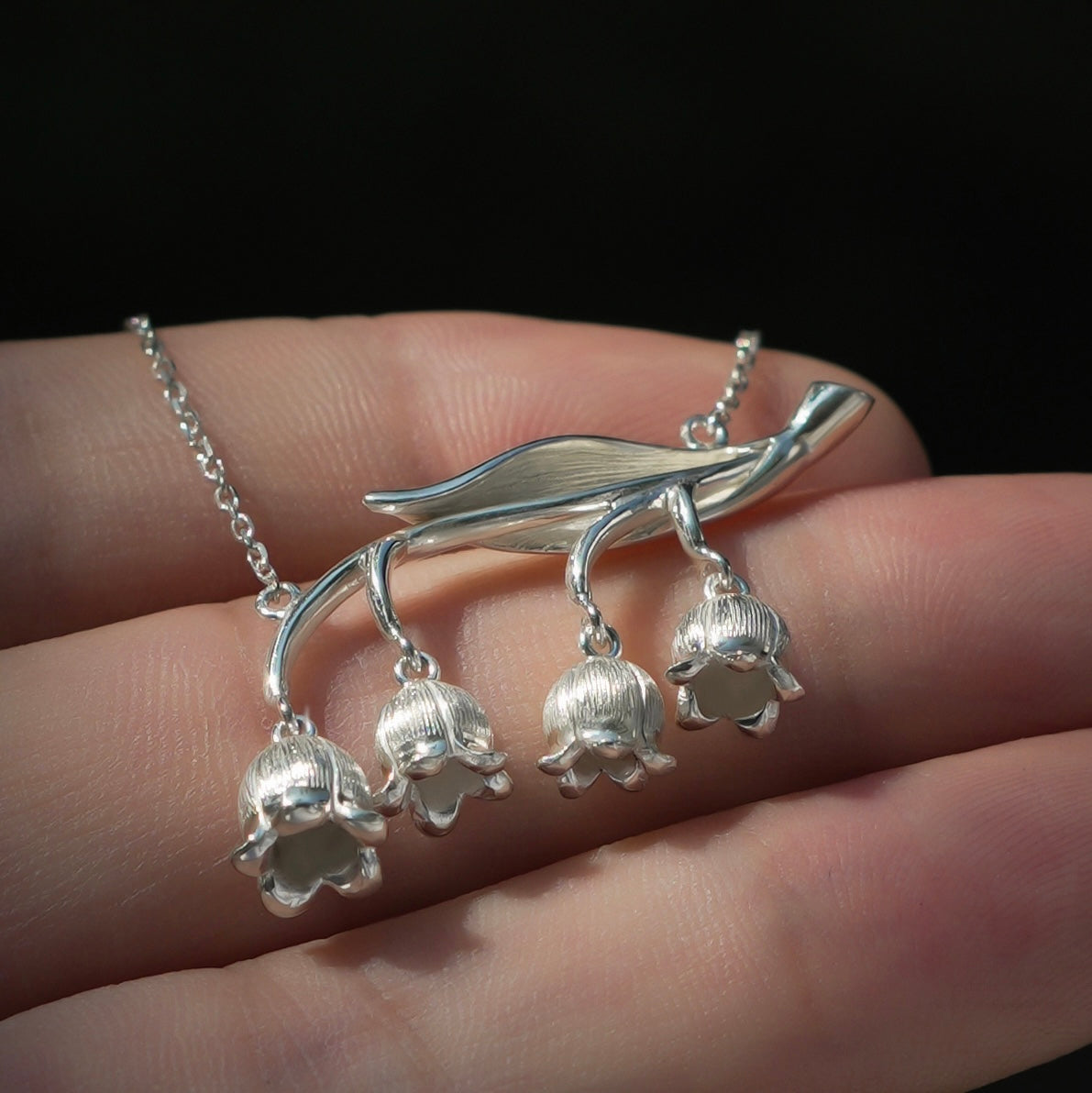 Lily of the valley flower handmade art pendant