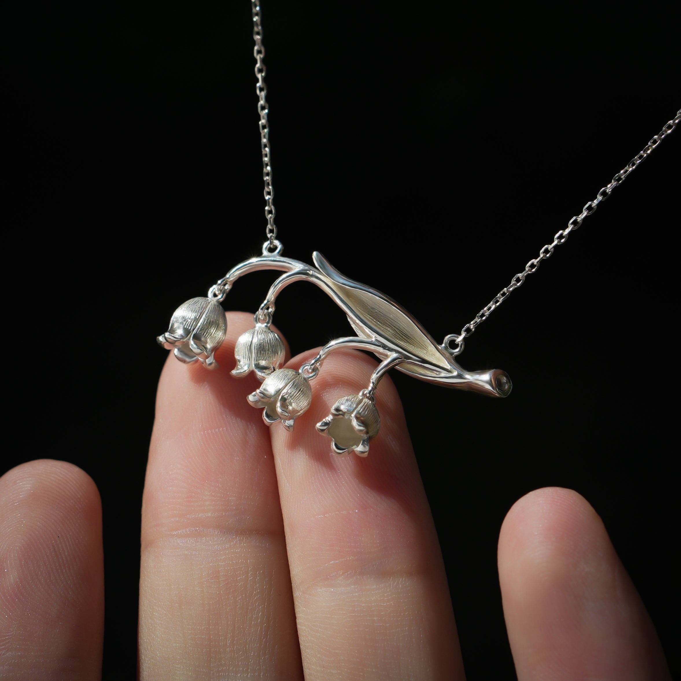 Lily of the valley flower handmade art pendant